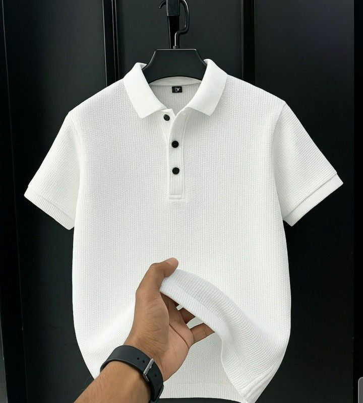 Men's Premium Graphic Polo Shirt - White Cotton Blend