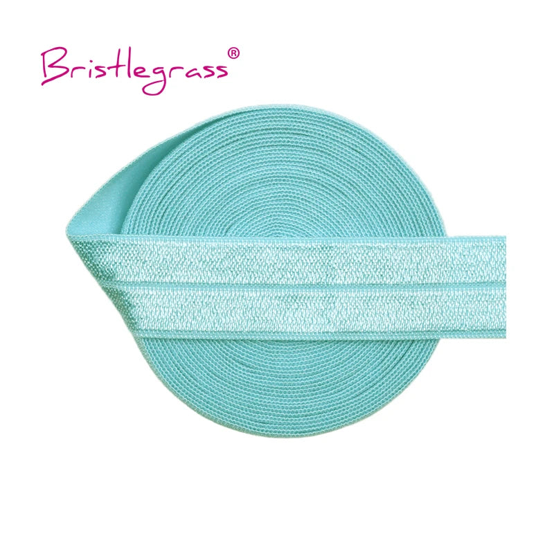 BRISTLEGRASS 2 5 10 Yard 3/4" 20mm Solid Shiny FOE Fold Over Elastic Spandex Satin Band Hair Tie Headband Dress Sewing Lace Trim
