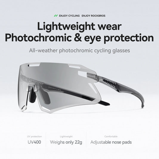 ROCKBROS Photochromic Cycling Glasses Bike Bicycle Glasses Sports Men's Sunglasses MTB Road Cycling Eyewear Protection Goggles