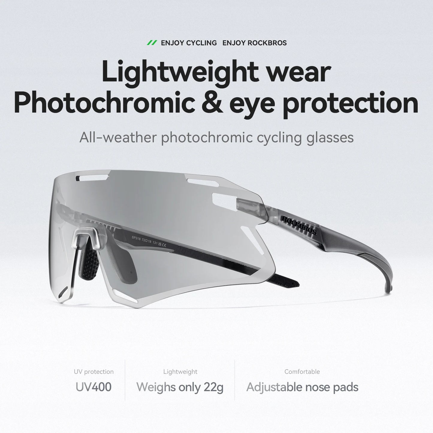 ROCKBROS Photochromic Cycling Glasses Bike Bicycle Glasses Sports Men's Sunglasses MTB Road Cycling Eyewear Protection Goggles