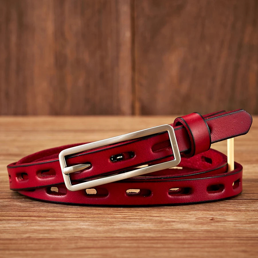 1.2CM Dress Decoration Knot Belt Strap Thin Women Belt Pin Buckle Genuine Leather Belt Women Real Cowskin Leather Female Belts