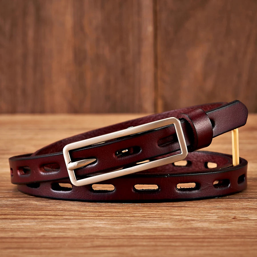 1.2CM Dress Decoration Knot Belt Strap Thin Women Belt Pin Buckle Genuine Leather Belt Women Real Cowskin Leather Female Belts
