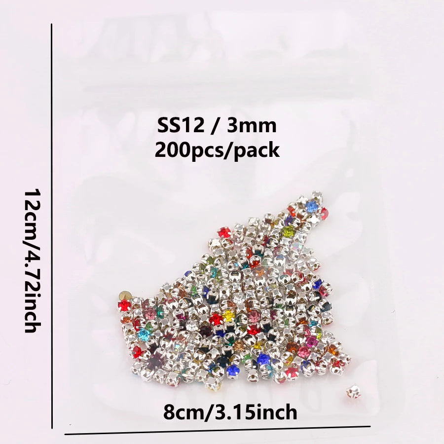 Colorful glass crystal Silver claw setting 3mm 4mm  5mm 6mm 7mm 8mm nice colors Sew on rhinestone beads bags wedding dress diy