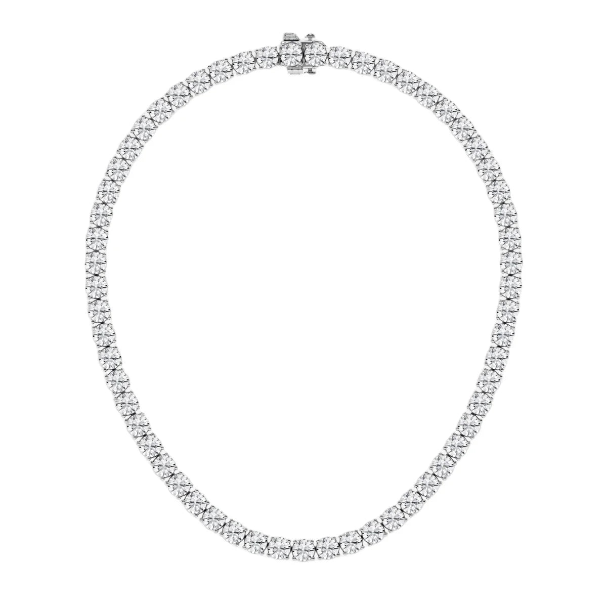 Fine Fashionable High Jewelry Lab Diamond Studded Tennis Chain Necklace in 18k Solid White Gold Classic Handmade Bridal Jewelry