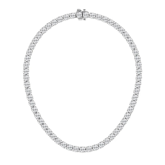 Fine Fashionable High Jewelry Lab Diamond Studded Tennis Chain Necklace in 18k Solid White Gold Classic Handmade Bridal Jewelry