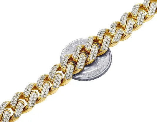Miami Cuban Chocker Chain Necklace  Hip Hop Style Cuban Link Diamond Necklace Chain 14K Yellow Gold Iced Out Chains Bracelet